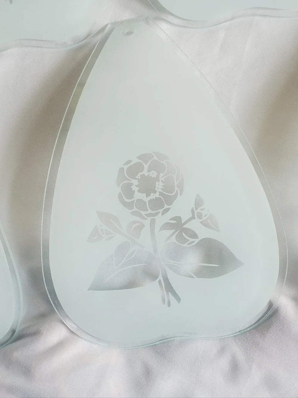 Frosted Glass Floral Vtg Lampshade  Replacement Panels Rose Sunflower, Set Of 6